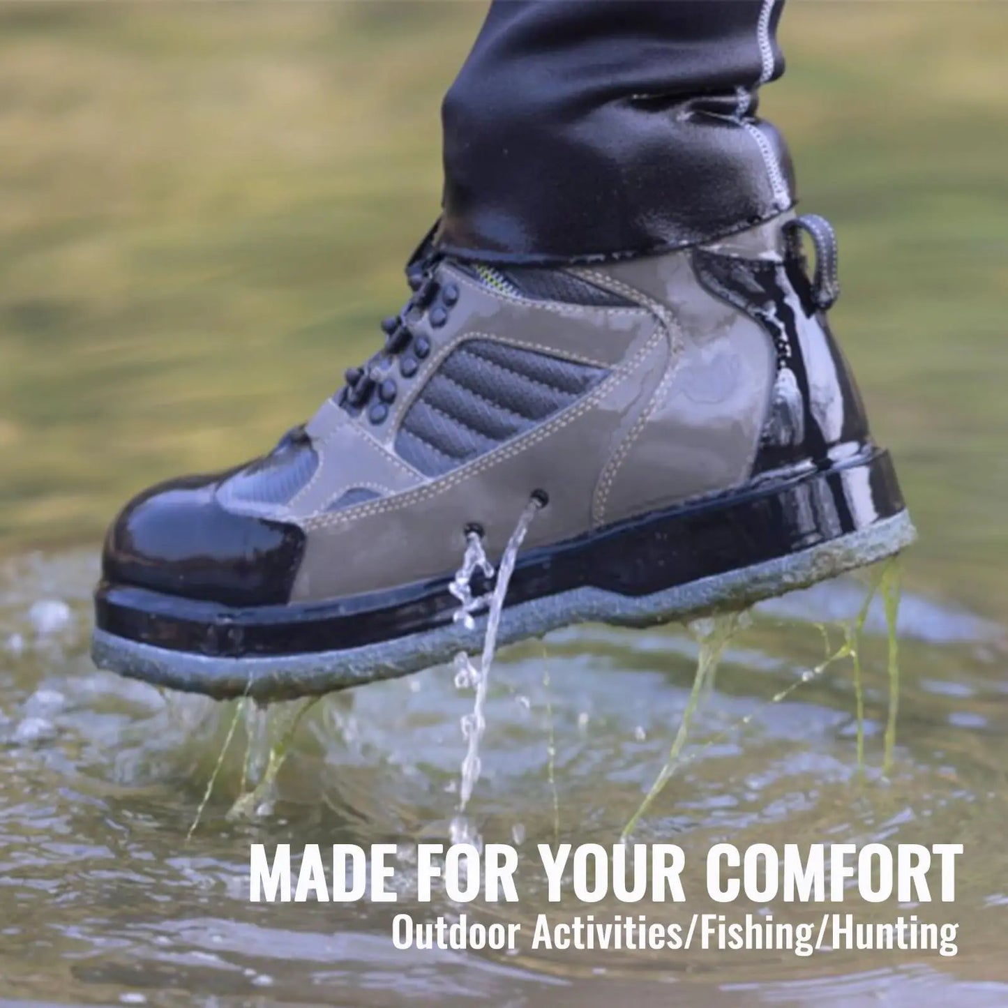 8Fans Felt Sole Wading Boots, Felt Wader Fishing Boots, Non-Slip Felt Bottom Boots for Fly Fishing