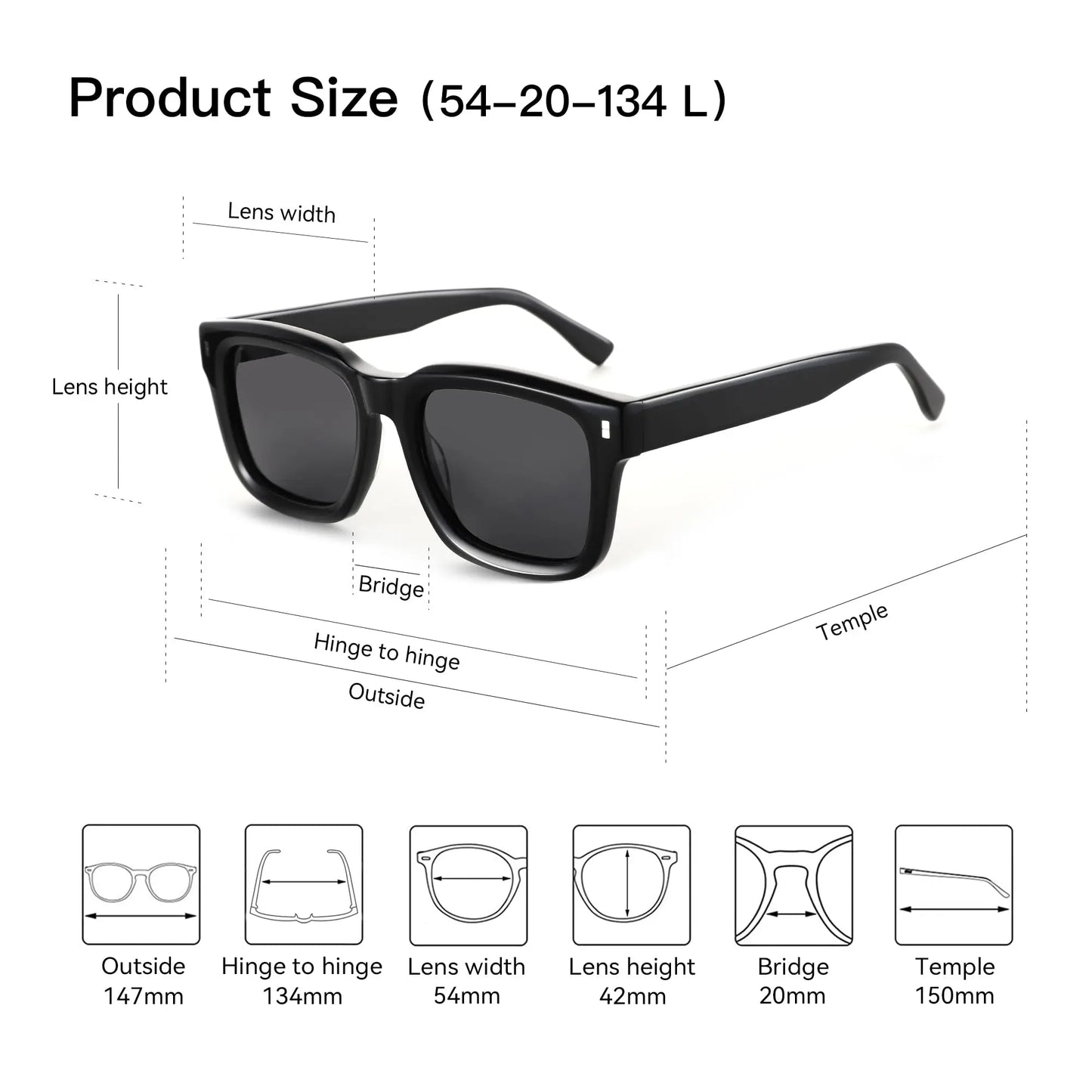 BLUEMOKY Square Prescription Polarized Bifocal Sunglasses UV400 Sunscreen Graduated Sun Glasses Men