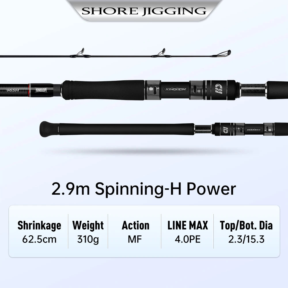 Kingdom 5 Sections Travel Shore Jigging Fishing Rod 2.9m 3.3m Max Jig Lure 100g-120g Fuji Rings Sea Fishing Spinning Rod