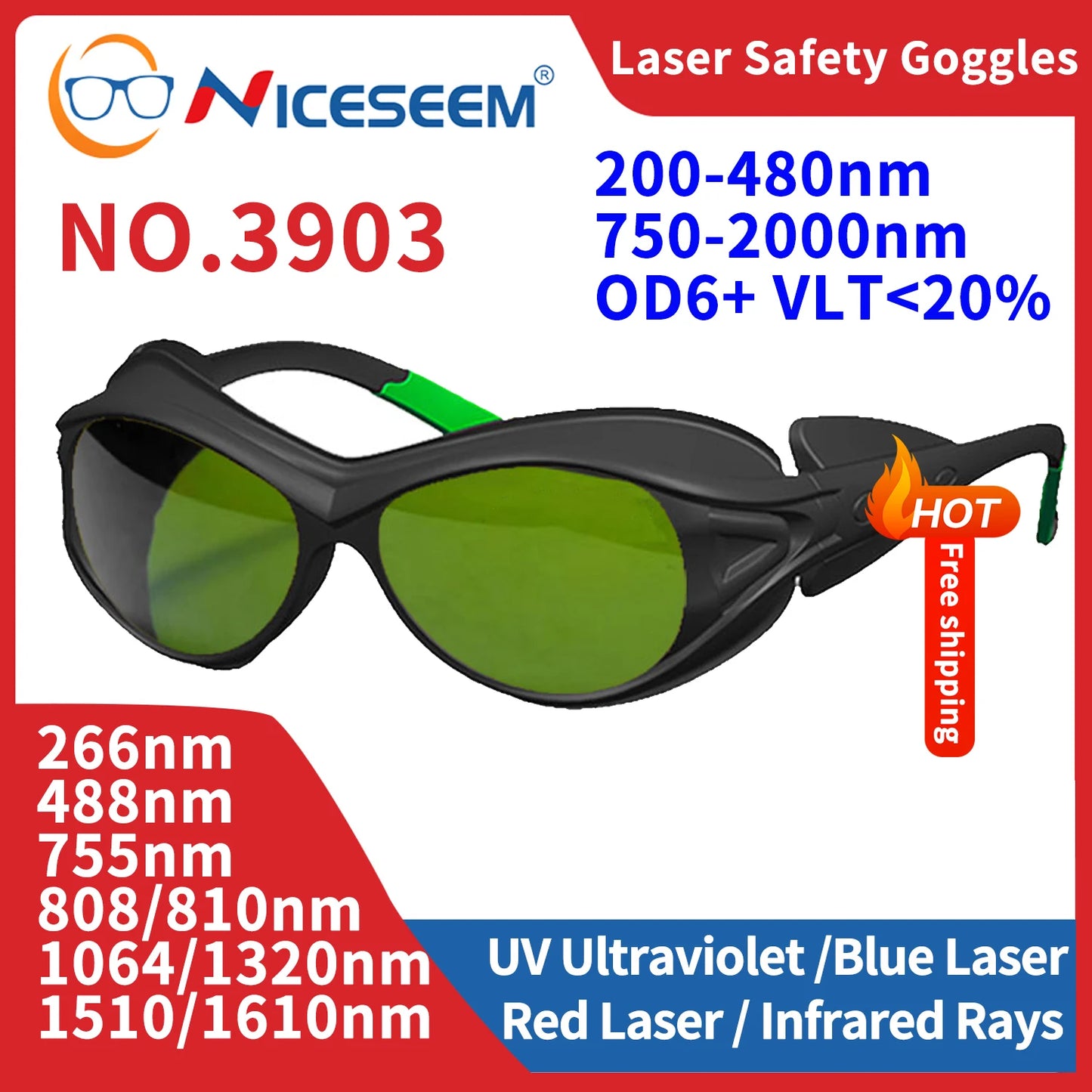 Laser Lenses Lead Glasses Radiological Protection Goggles Protective Eyepiece Industrial Safety Soldering Radiation 532nm 1064nm