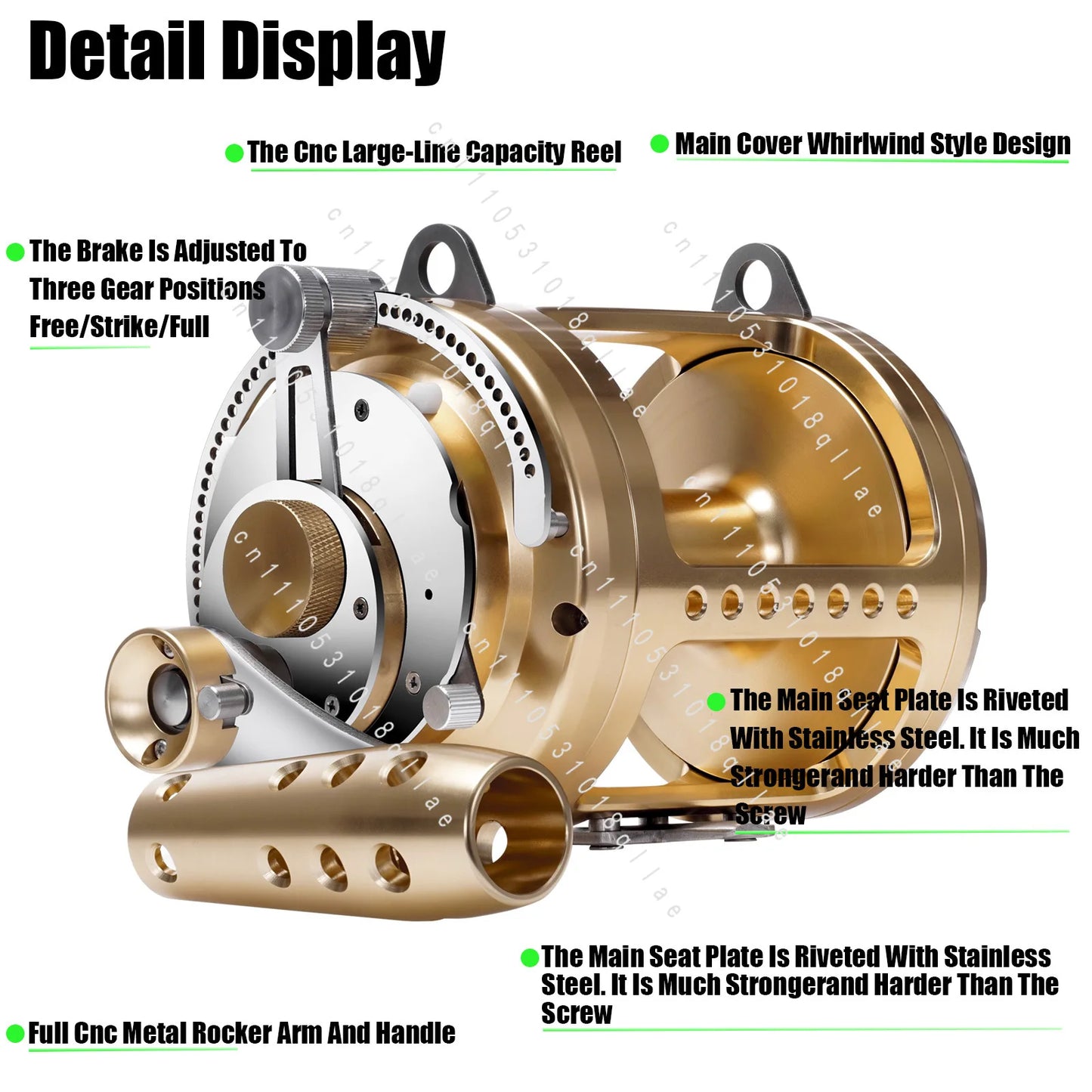 130WOcean Saltwater 2 Speed Tuna Reels Big Game Fishing Reel Pesca Heavy Duty Boat Fishing Trolling Reel