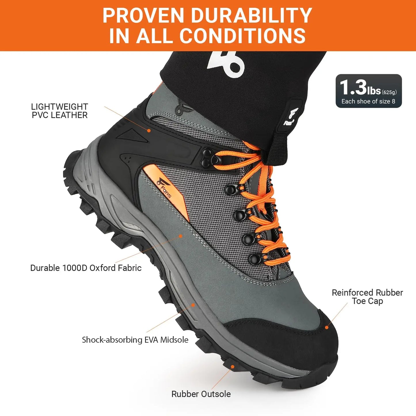 8Fans Wading Boots with Terrain Grip Outsole, Lightweight Wading Shoes,Fishing Boot