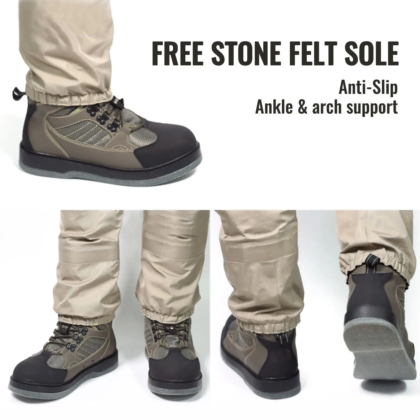 8Fans Felt Sole Wading Boots, Felt Wader Fishing Boots, Non-Slip Felt Bottom Boots for Fly Fishing