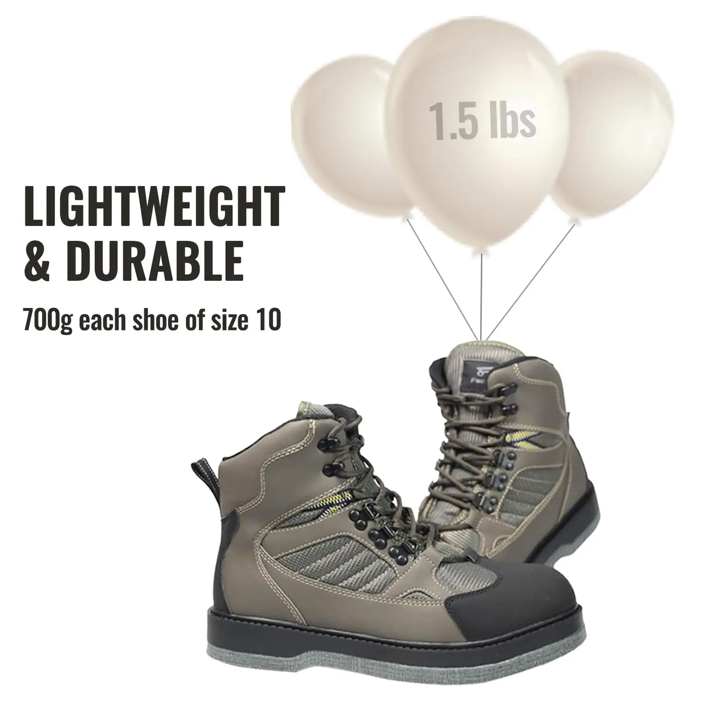 8Fans Felt Sole Wading Boots, Felt Wader Fishing Boots, Non-Slip Felt Bottom Boots for Fly Fishing