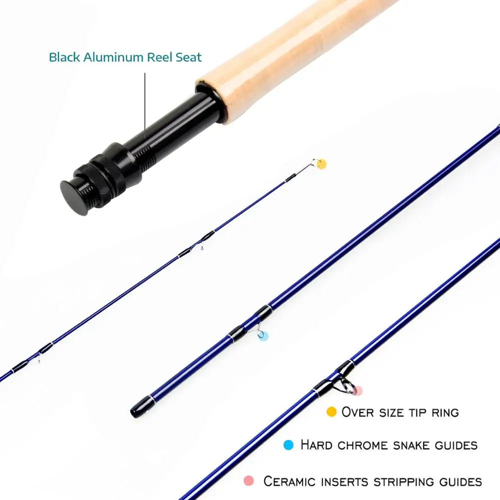 Angler Dream Fly Fishing Rod and Reel Combo Set 3/4 5/6 7/8 WT Rod Combo with Fly Line Fly Lures Full Kit with Bag