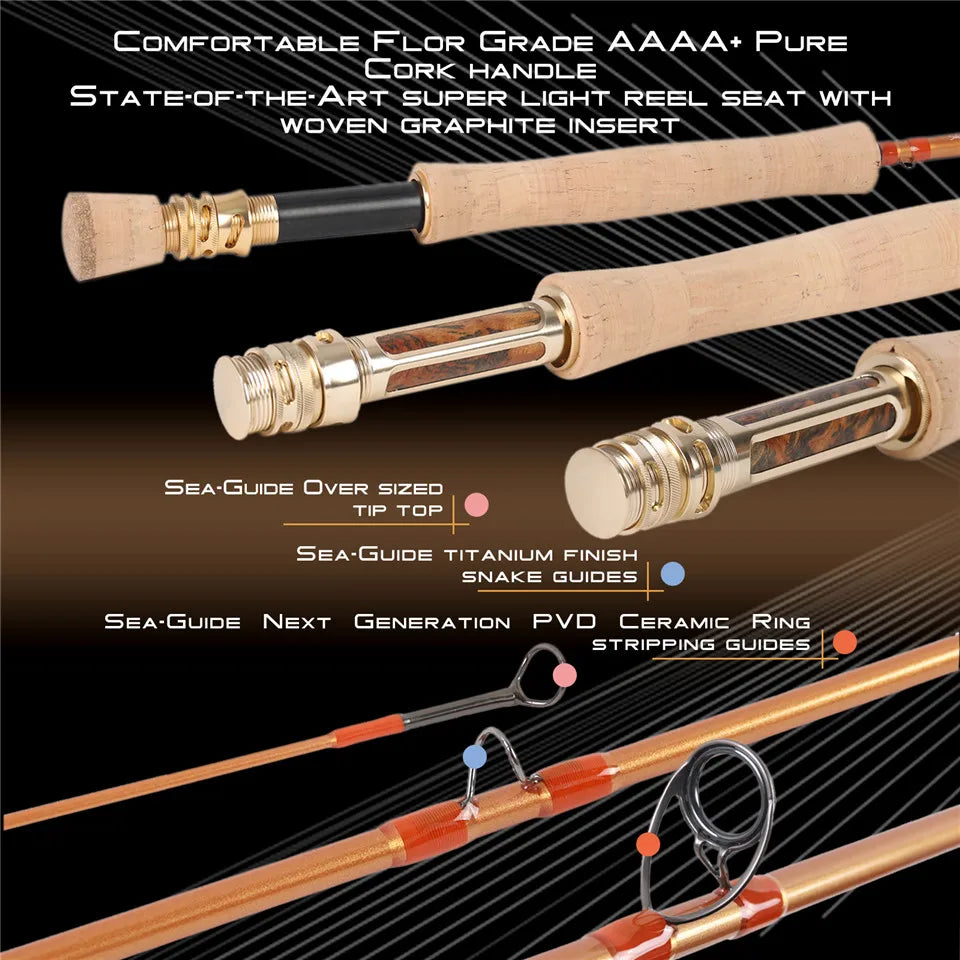 Maximumcatch Skyhigh Gold 9FT 5/6/8WT IM12 Japanese Carbon Fly Fishing Rod 4PCS Half-Well Fast Action Fly Rod