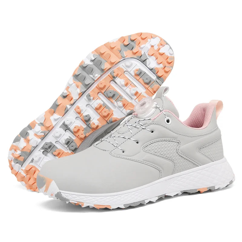 LiXingMing Golf Shoes Women Pink Professional Water proof Spikeless Golf Sport Shoes Outdoor Training Golf Walking Sneakers
