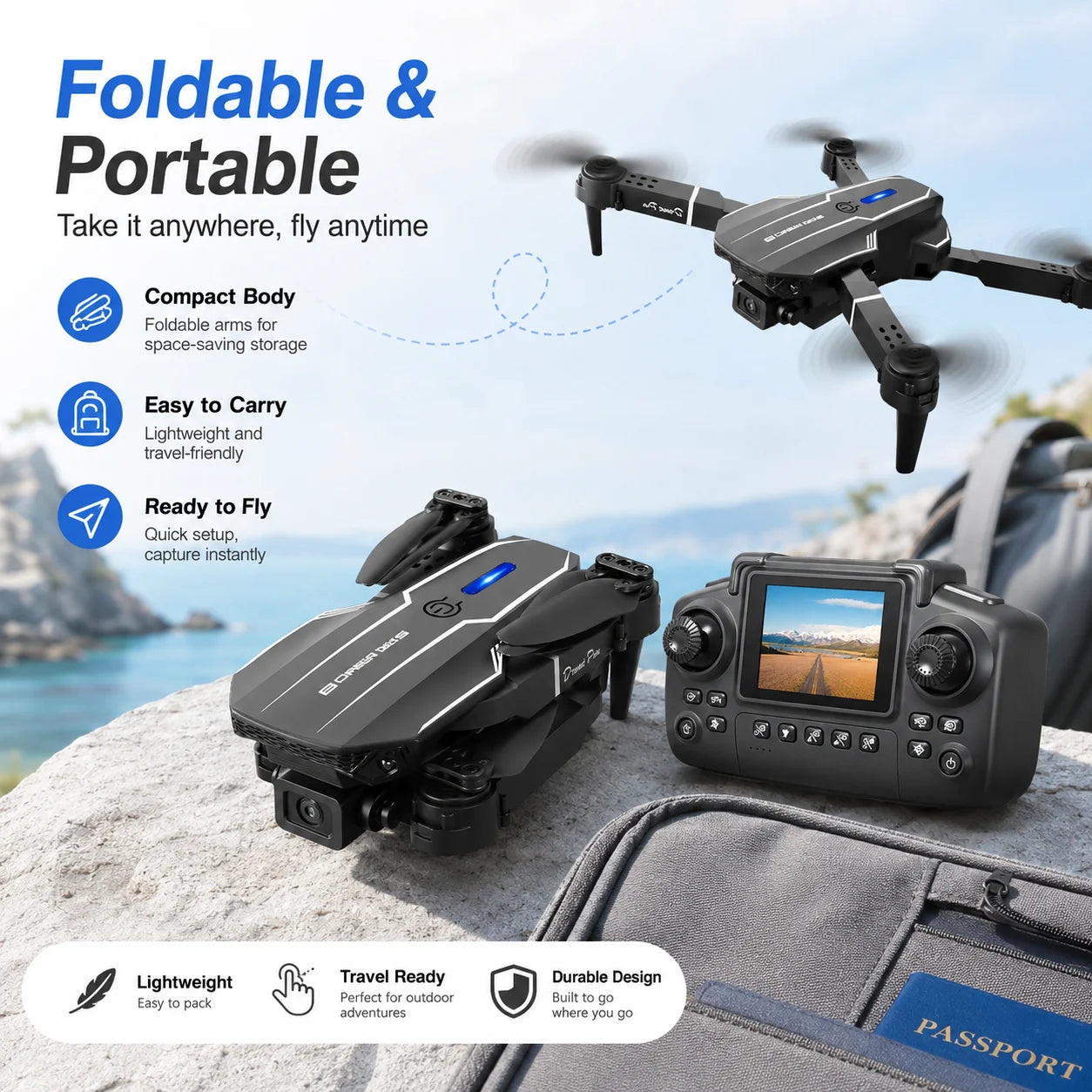HD Aerial Drone 90° Adjustable Lens Dual Camera Switch Beauty Shooting Gesture Photo Video MV Production Gravity Sensing App Phone Control RC Drone