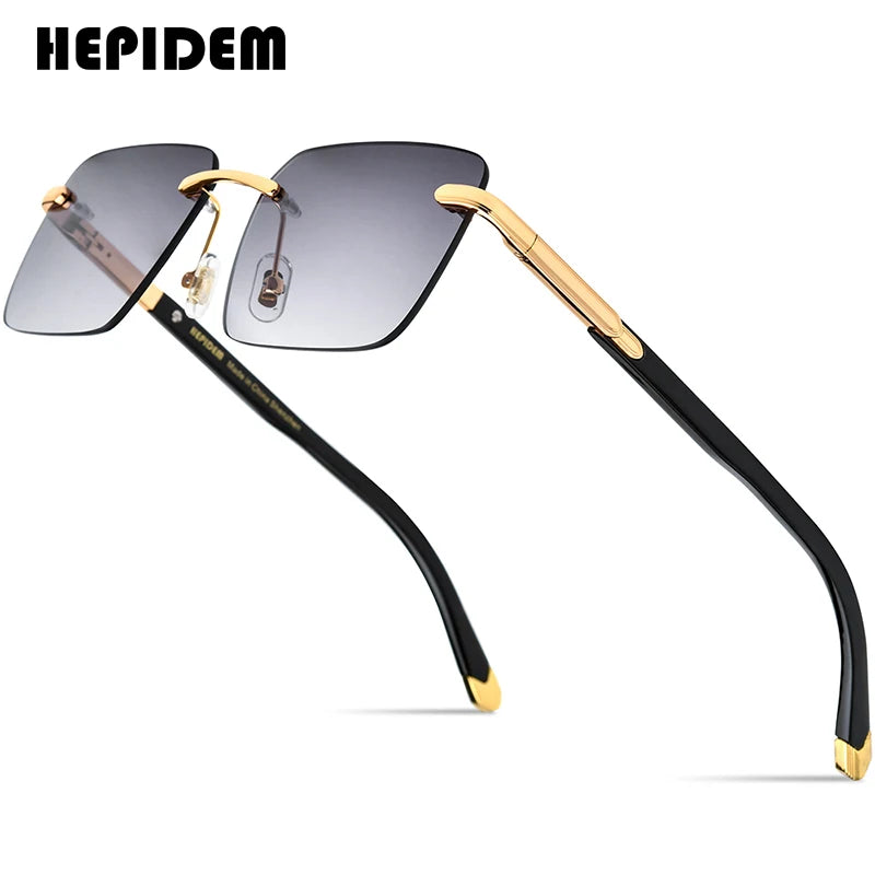 HEPIDEM Buffalo Horn Sunglasses Women Famous Brand Design Square Rimless Men Sun Glasses Luxury Eyewear Buffs Eyeglasses
