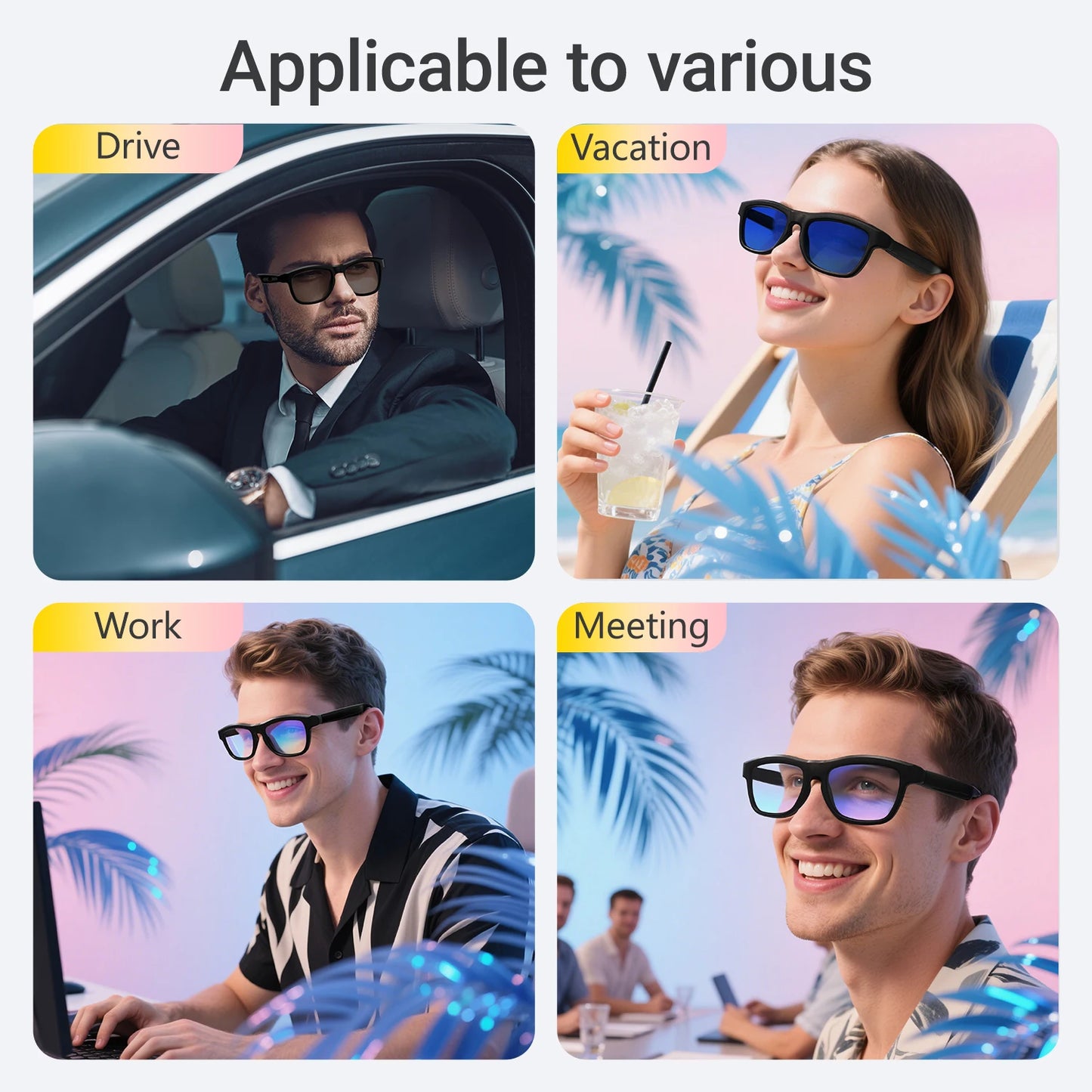 GV09 Airmars Smart Glasses Black blue color Polarized Sunglass Music  Assistant Outdoor Sports Smart Sunglasses