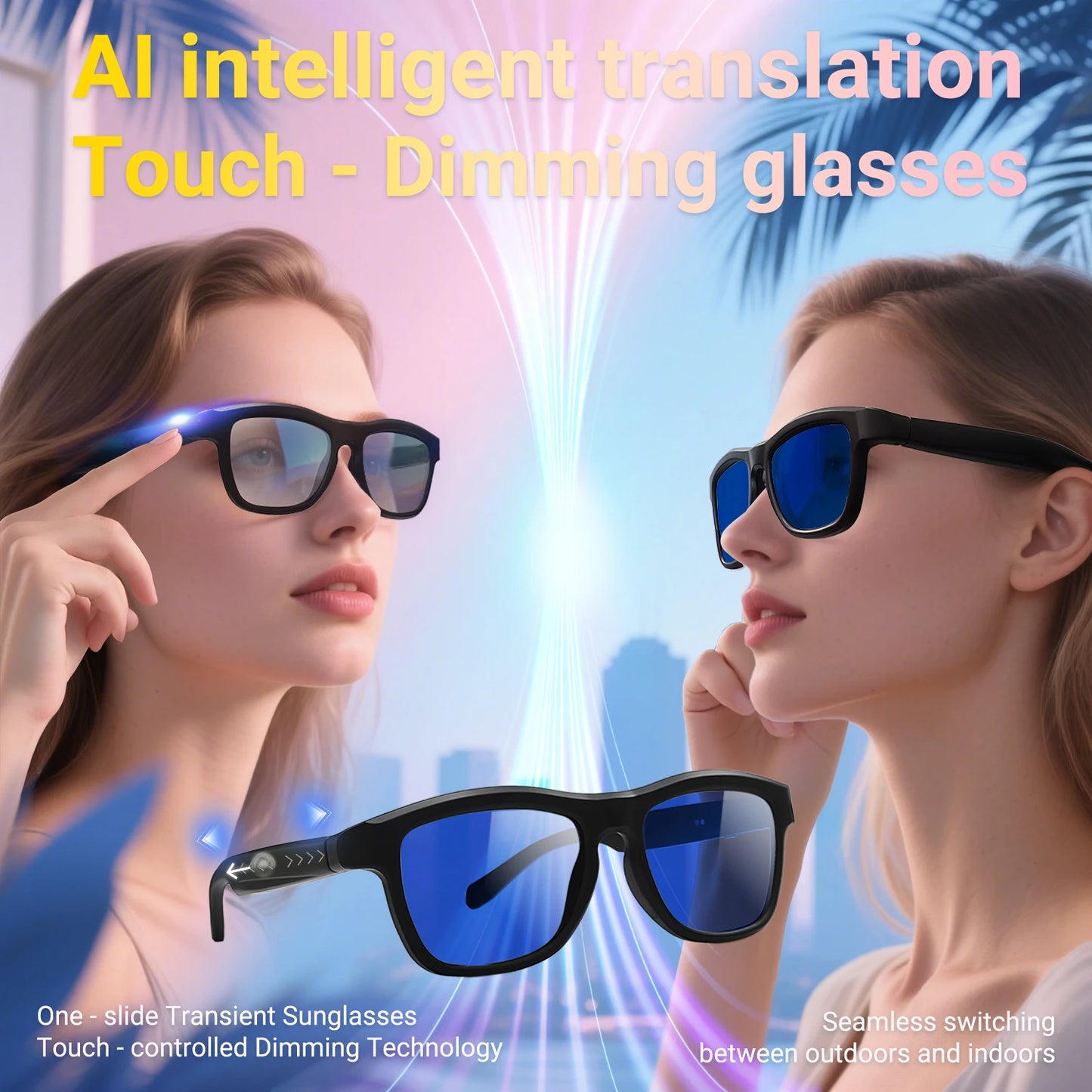 GV09 Airmars Smart Glasses Black blue color Polarized Sunglass Music  Assistant Outdoor Sports Smart Sunglasses