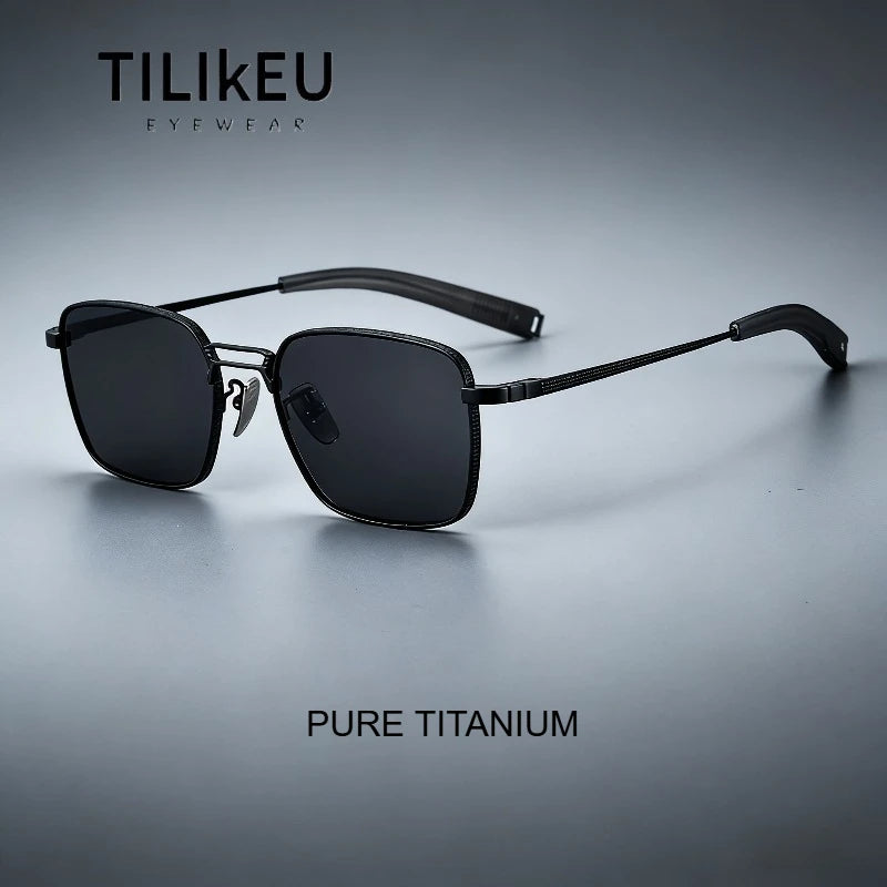 New Pure Titanium Luxury Cool Gradient Polarized Sunglasses Men Women Retro Square Hip-Hop Large Frame Driving Sun Glasses UV400