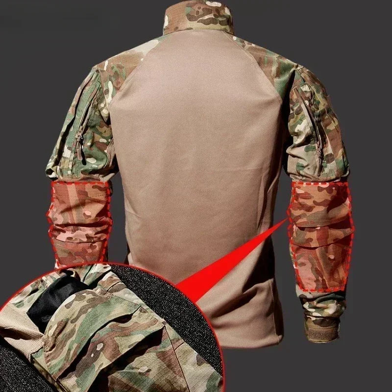 Tactical Shirts Hunting Suit Outdoor Training Durable Breathable Camo Set Waterproof Quick Dry Camping Windproof Combat Shirts