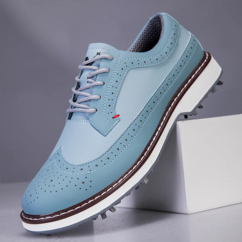 Men's Waterproof Golf Shoes Outdoor Professional Golf Shoes High-Quality Lace-Up Leather Walking Shoes