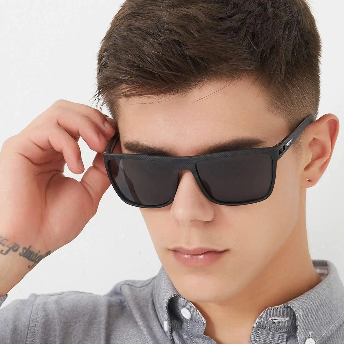 ZENOTTIC TR90 Sport Square Prescription Sunglasses For Men UV400 Polarized Myopia/Progressive Optical Sun Glasses For Driving