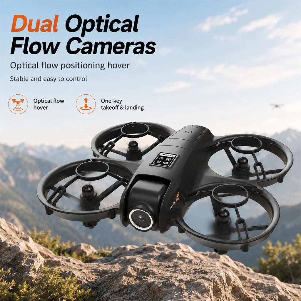 ZNLYRION YL3PK Mini Full Protective Drone With 2.4 Inch Screen Remote Dual Camera Optical Flow Hover 2 Batteries Indoor RC Quadcopter