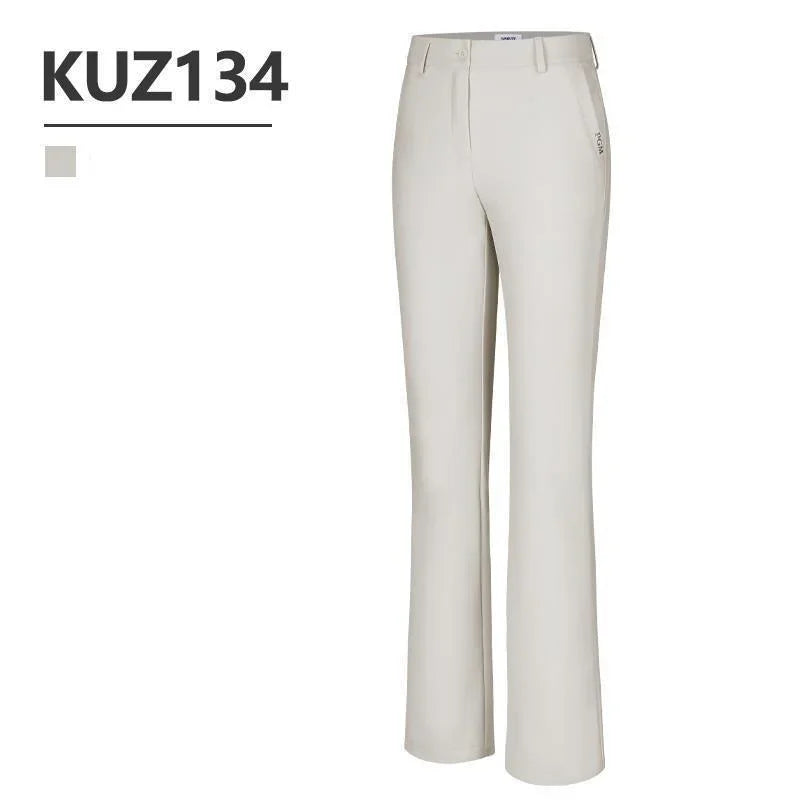 PGM Women Warm Outdoor Golf Flared Pants Ladies Slim Golf Long Sweatpants High Elastic Casual Sports Trousers with Pocket