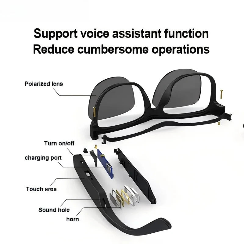 XUKA Wireless Smart Prescription Reading Glasses Men Driving Voice Call Music Play Remote Myopia Hyperopia Polarized Sunglasses