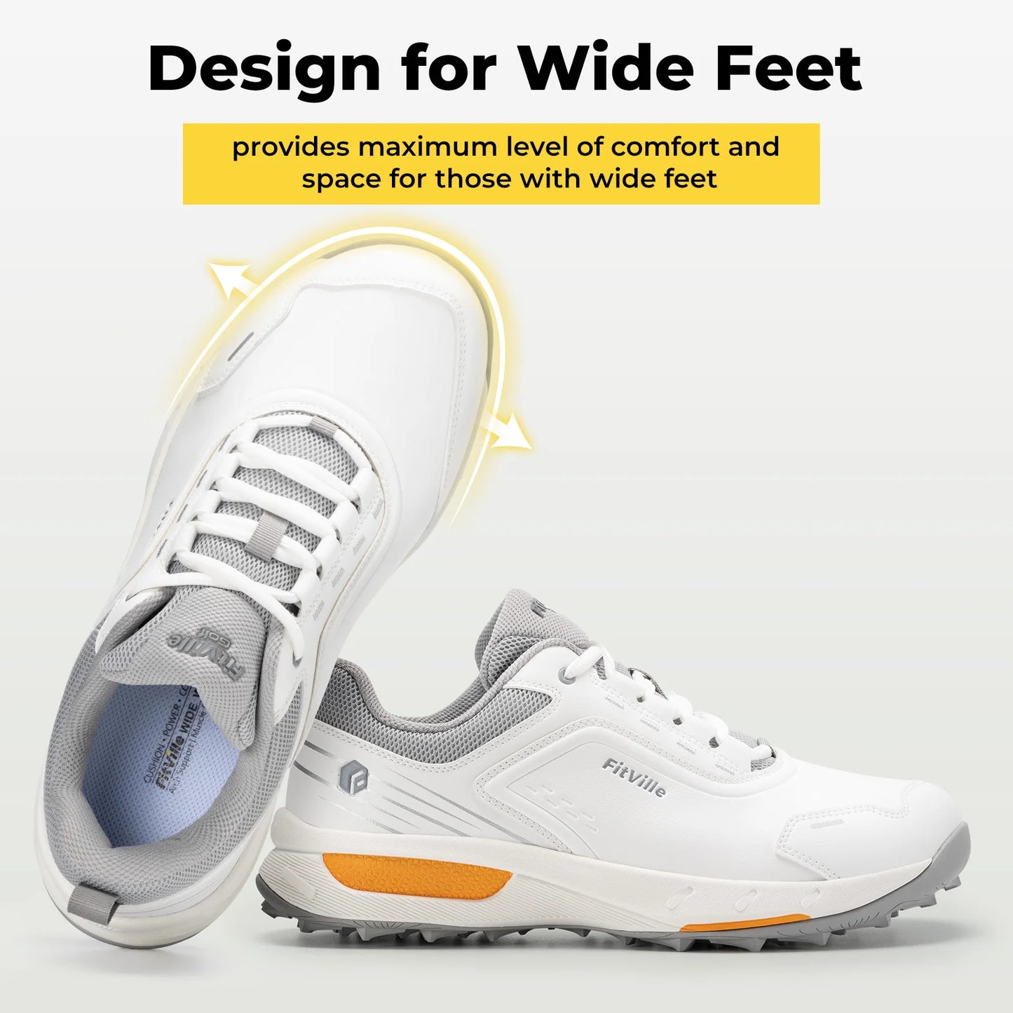 FitVille Men's Golf Shoes Professional Wide Spikeless Golfing Shoes for Men Wear Equipment Sports Sneakers Water Resistant