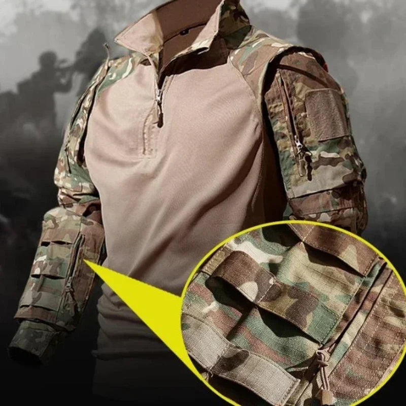 Tactical Shirts Hunting Suit Outdoor Training Durable Breathable Camo Set Waterproof Quick Dry Camping Windproof Combat Shirts