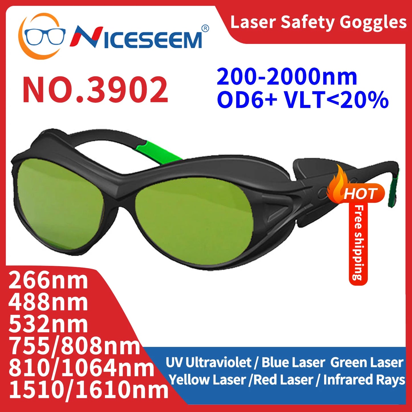 Laser Lenses Lead Glasses Radiological Protection Goggles Protective Eyepiece Industrial Safety Soldering Radiation 532nm 1064nm