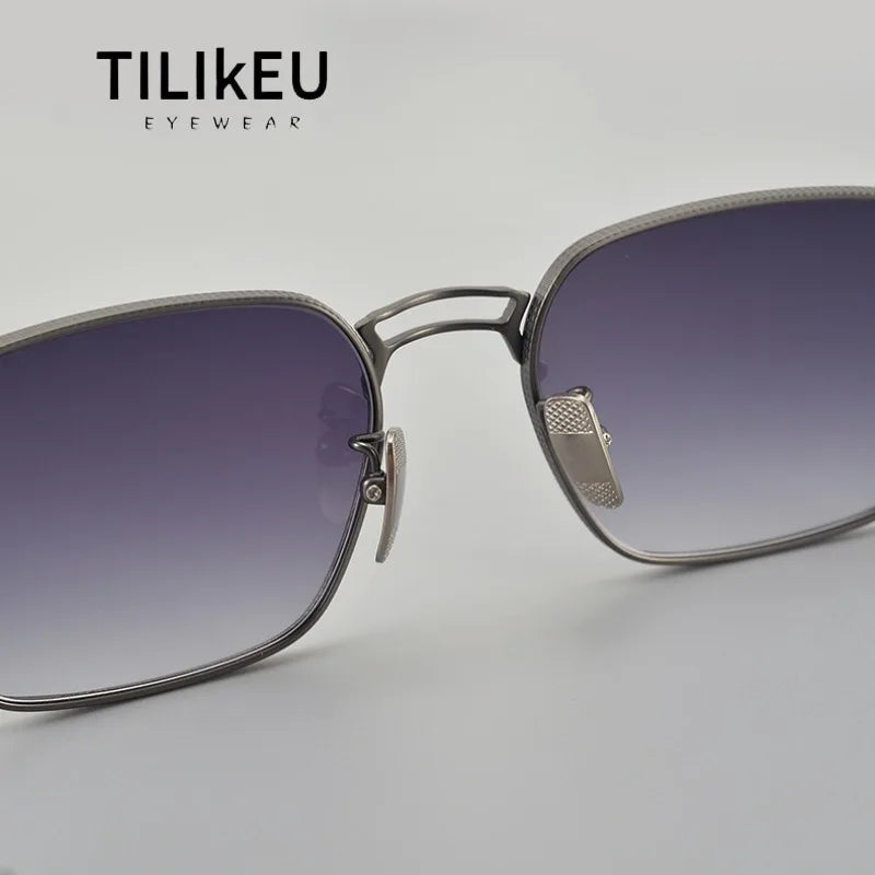 New Pure Titanium Luxury Cool Gradient Polarized Sunglasses Men Women Retro Square Hip-Hop Large Frame Driving Sun Glasses UV400
