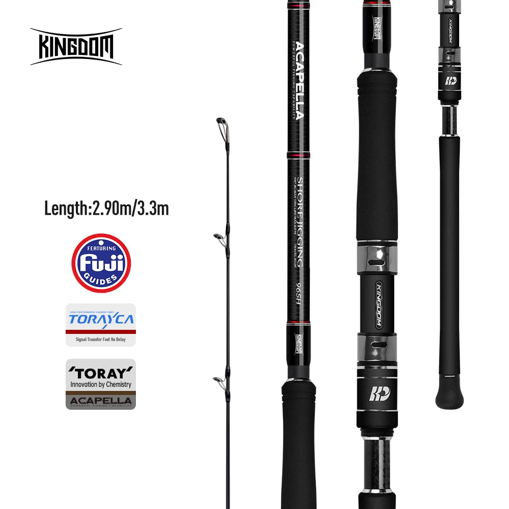 Kingdom 5 Sections Travel Shore Jigging Fishing Rod 2.9m 3.3m Max Jig Lure 100g-120g Fuji Rings Sea Fishing Spinning Rod