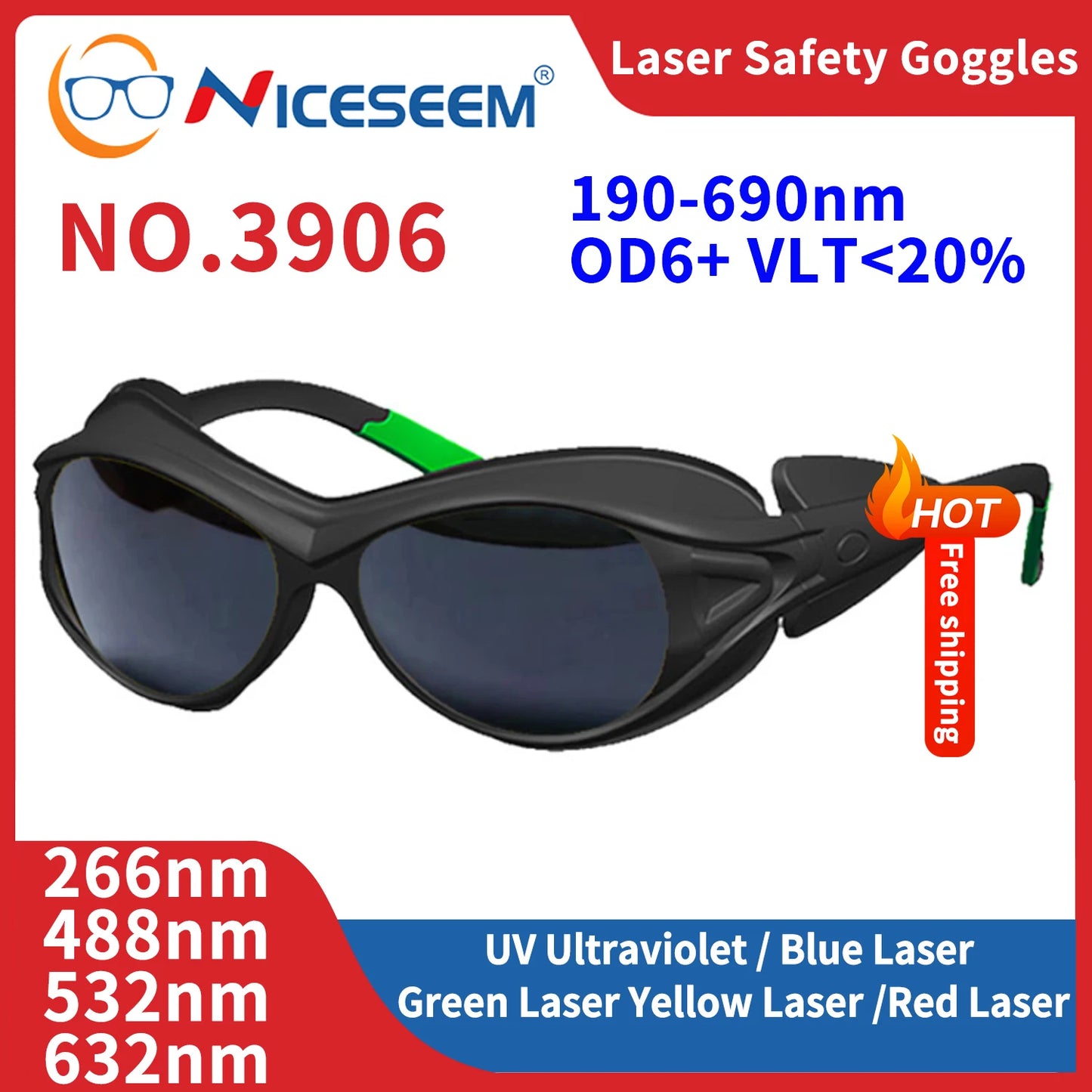 Laser Lenses Lead Glasses Radiological Protection Goggles Protective Eyepiece Industrial Safety Soldering Radiation 532nm 1064nm