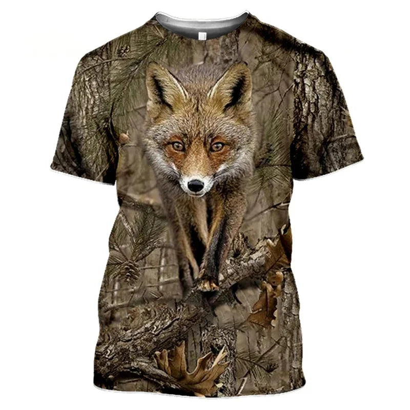 Deer Hare Hunting Camoufalge T Shirt Men 3D Camo Wild Boar Rabbit Hunter Printing T-Shirt Women Clothing Funny Short Sleeve