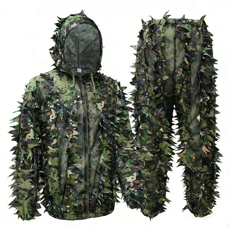 3D Leafy Camo Suit Hunting Camouflage Breathable Ghillie Suit Clothing Woodland Apparel for Hunting Airsoft Wildlife Photography