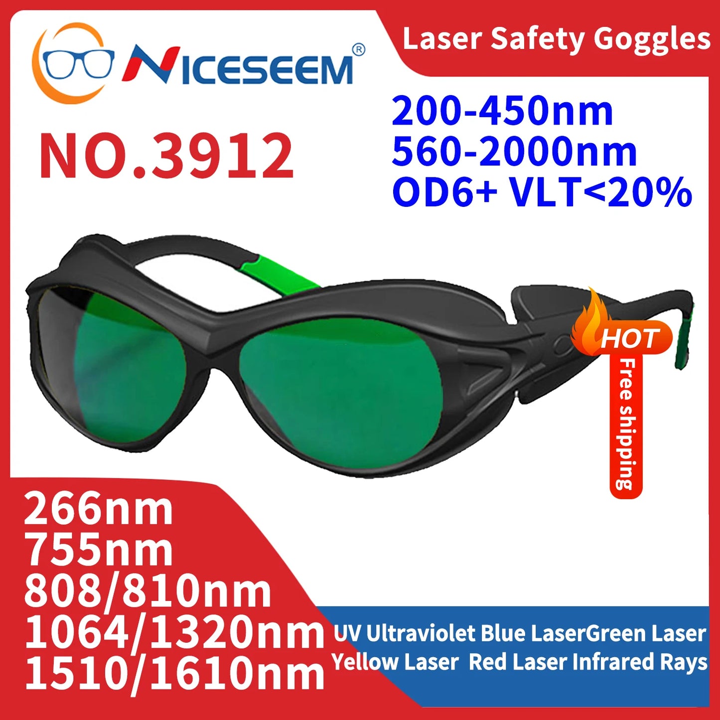 Laser Lenses Lead Glasses Radiological Protection Goggles Protective Eyepiece Industrial Safety Soldering Radiation 532nm 1064nm