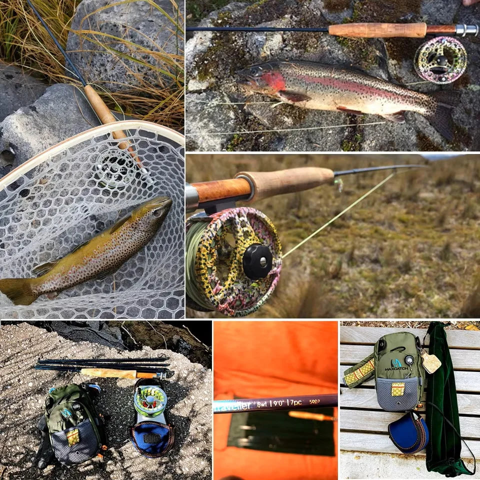 Maximumcatch 9FT 5/6/7/8wt 7Section Travel Fly Rod Carbon Fiber Medium,Fast Action  Fly Fishing Rod Half-Well Grip + 48cm Tube