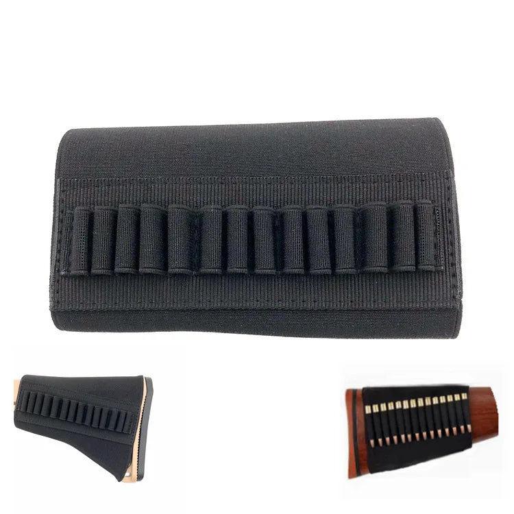Rifle Buttstock Shell Ammo Holder Tactical Ammo Carrier 5/7/8/9/14 Round Elastic Pouch for Hunting Shooting Use