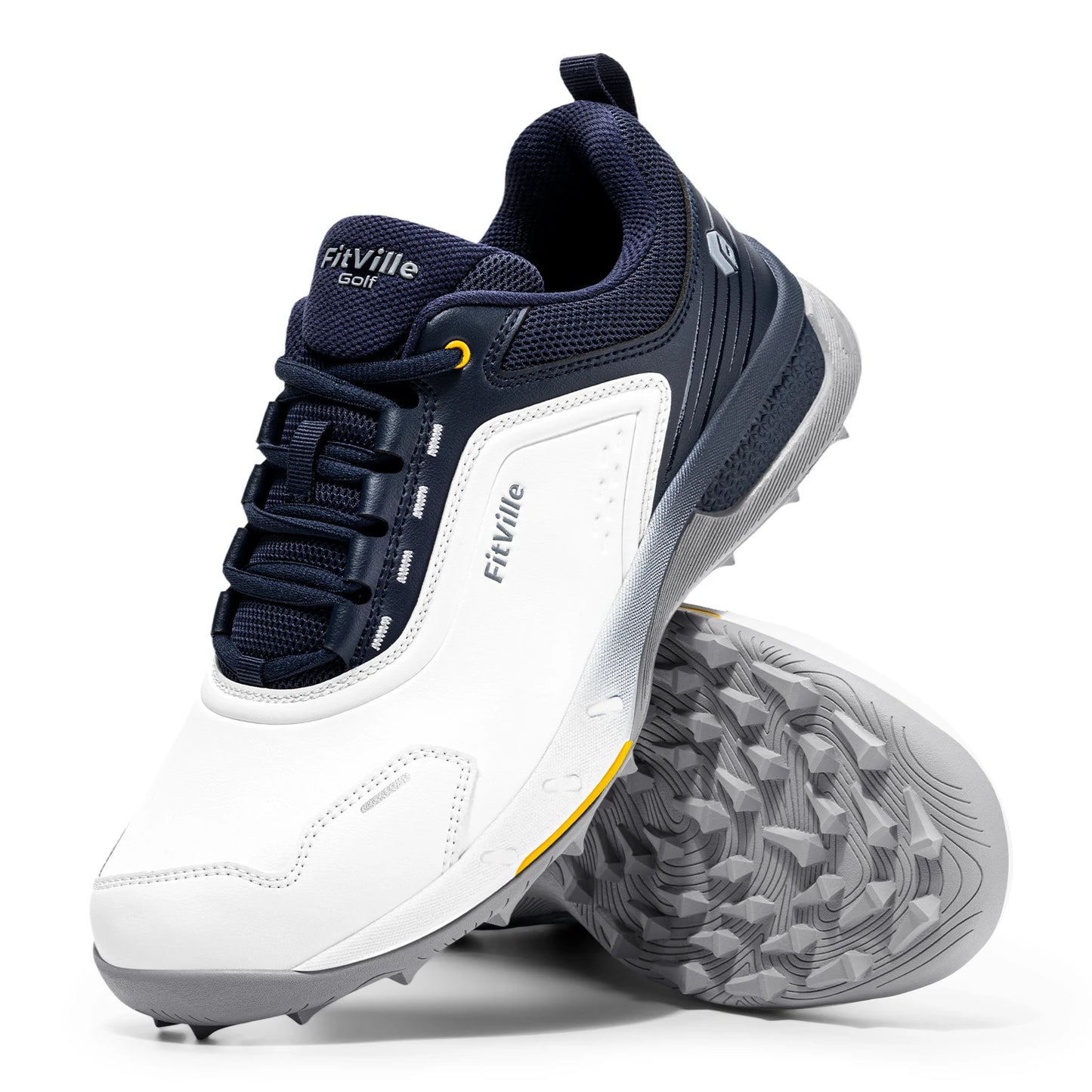 FitVille Men's Golf Shoes Professional Wide Spikeless Golfing Shoes for Men Wear Equipment Sports Sneakers Water Resistant