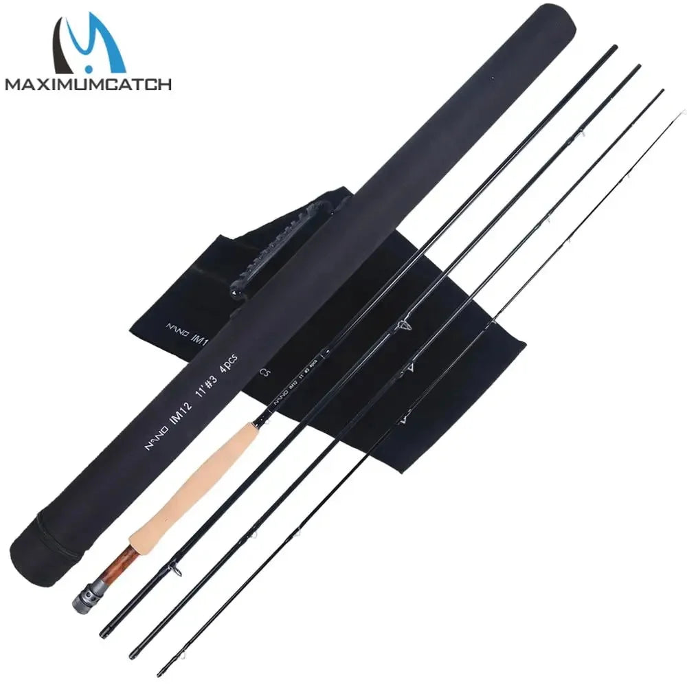 Maximumcatch Nano Nymph Fly Fishing Rod IM12 Graphite Carbon Fiber Fast Action With Hard Tube 10FT #3 #4