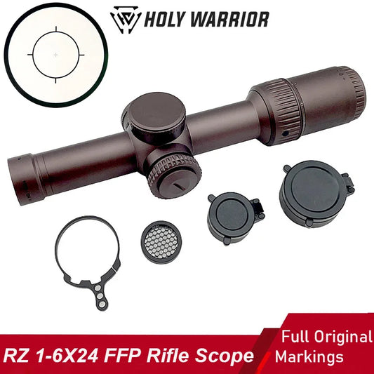 Holy Warrior First Focal Plane Scope Tactical 1-6X24 FFP Riflescope Red Illuminated Wide Field of View For AR 15 .223 5.56