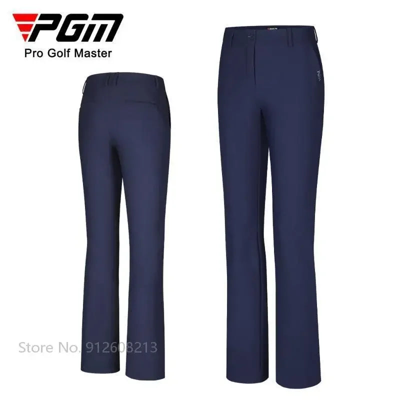 PGM Women Warm Outdoor Golf Flared Pants Ladies Slim Golf Long Sweatpants High Elastic Casual Sports Trousers with Pocket