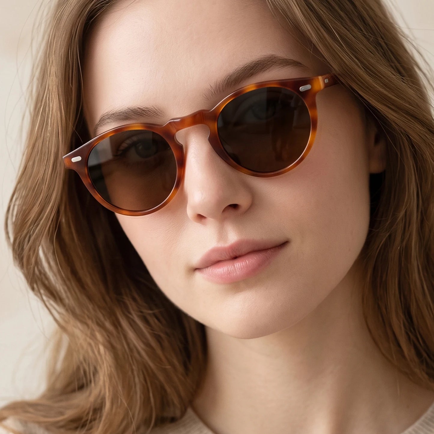 Women Round Acetate Sunglasses Polarized UV400 Fashion Elegant Shades Green Tortoiseshell Frame Anti UV Outdoor Driving Glasses