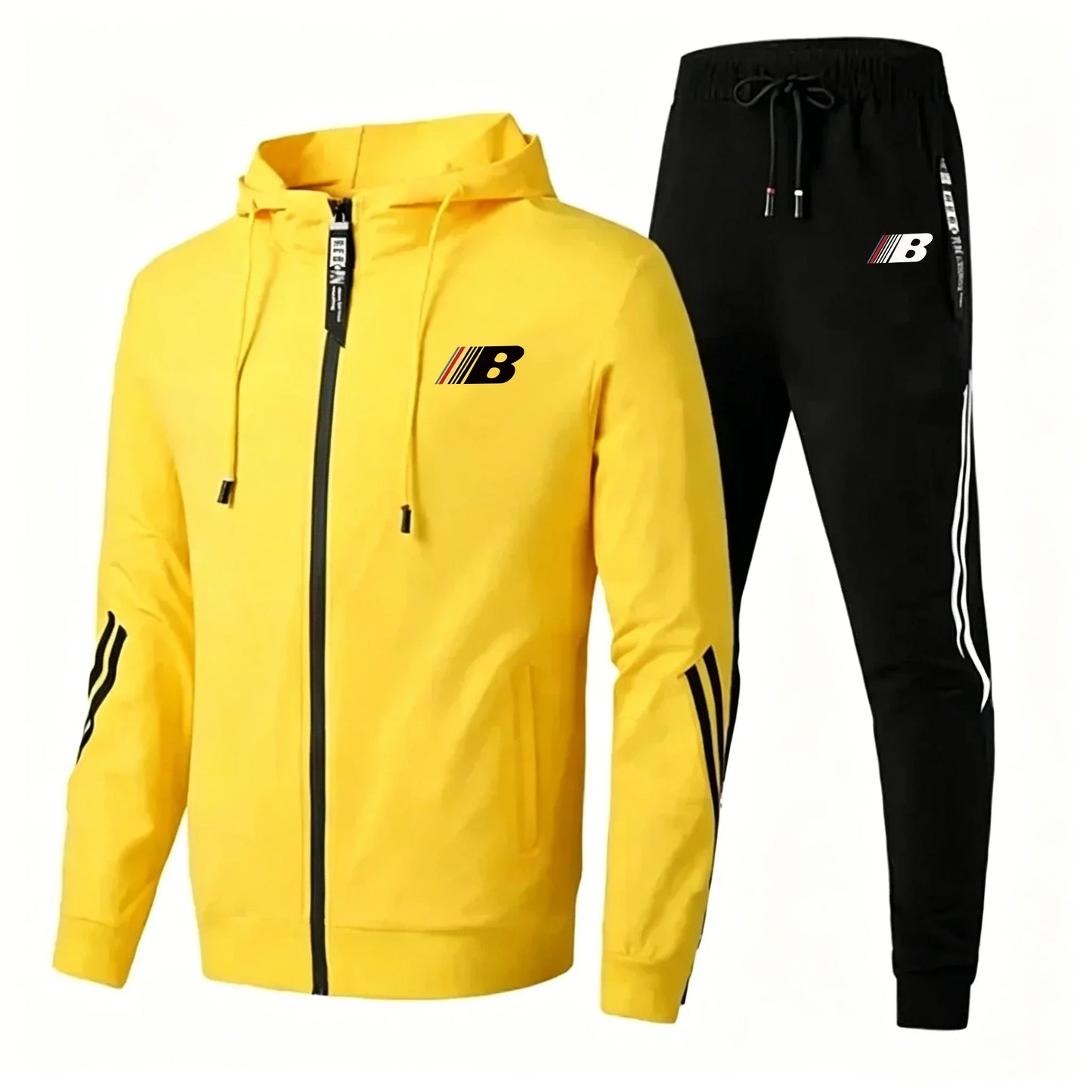 New Spring and Autumn Fashion Men's Sportswear Fitness Set, Golf Wear Two Piece Set, Casual Zipper Jacket and Sports Pants
