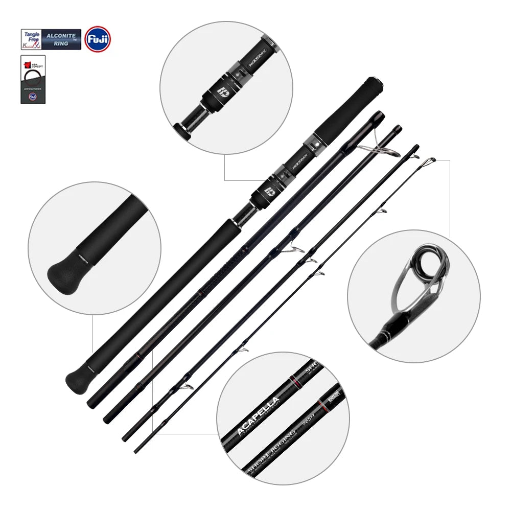 Kingdom 5 Sections Travel Shore Jigging Fishing Rod 2.9m 3.3m Max Jig Lure 100g-120g Fuji Rings Sea Fishing Spinning Rod