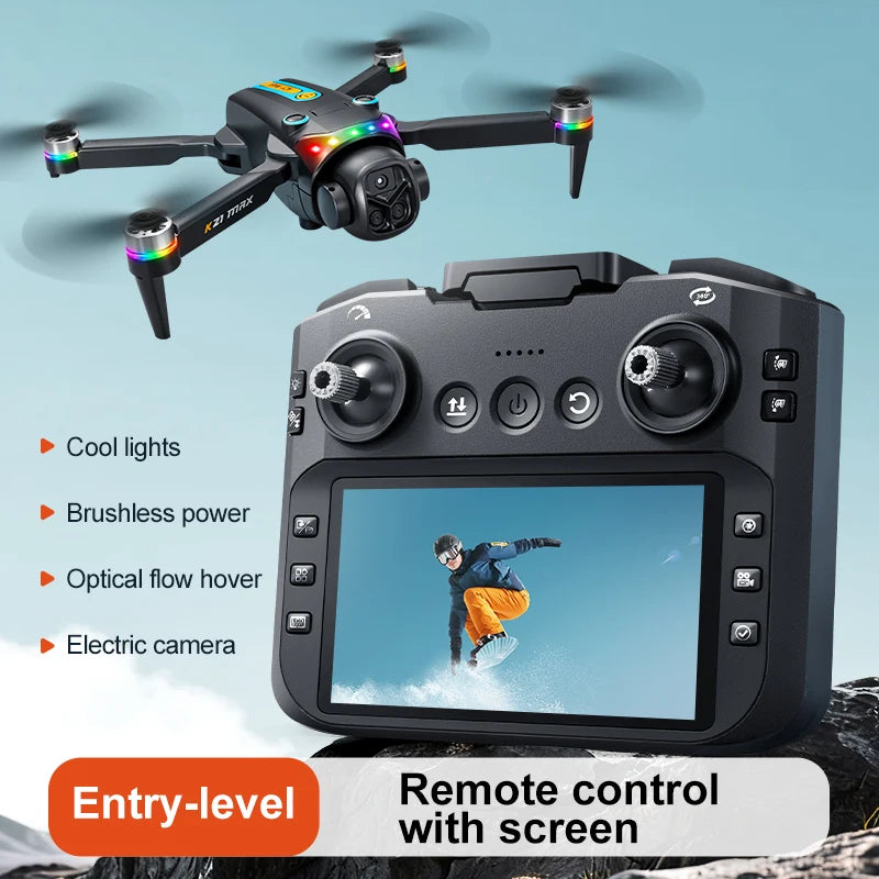 Folding Portable RC Drone Brushless Motor Screen Remote Control WiFi Low Latency Transmission Dual Camera 90° Wide Angle LED Rolling Light Outdoor Aerial Drone