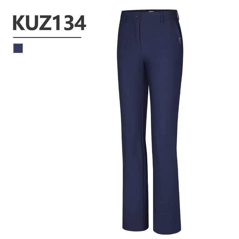 PGM Women Warm Outdoor Golf Flared Pants Ladies Slim Golf Long Sweatpants High Elastic Casual Sports Trousers with Pocket