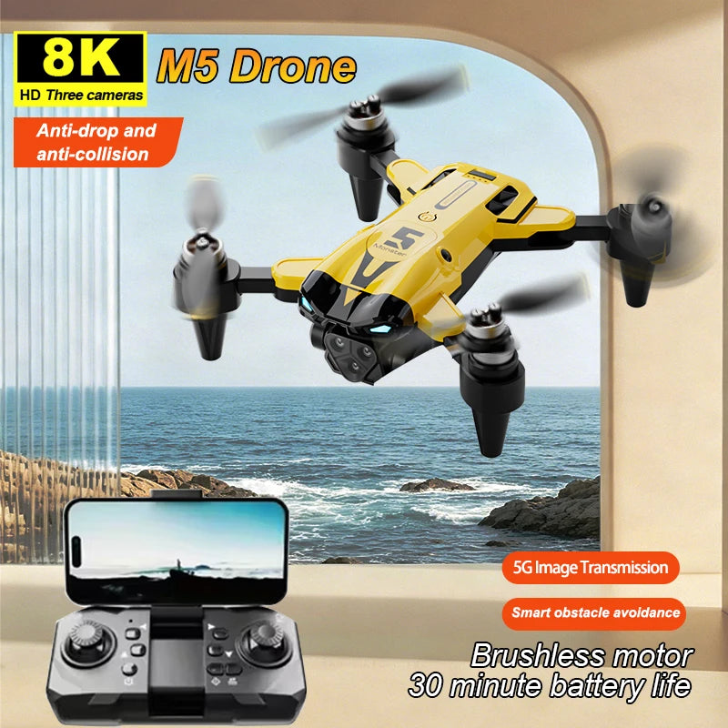 HD Aerial Drone 8K Camera Dual Lens Switch Horizontal Vertical Shooting Gesture Photo Video VR Glasses HDR Imaging App Control RC Drone