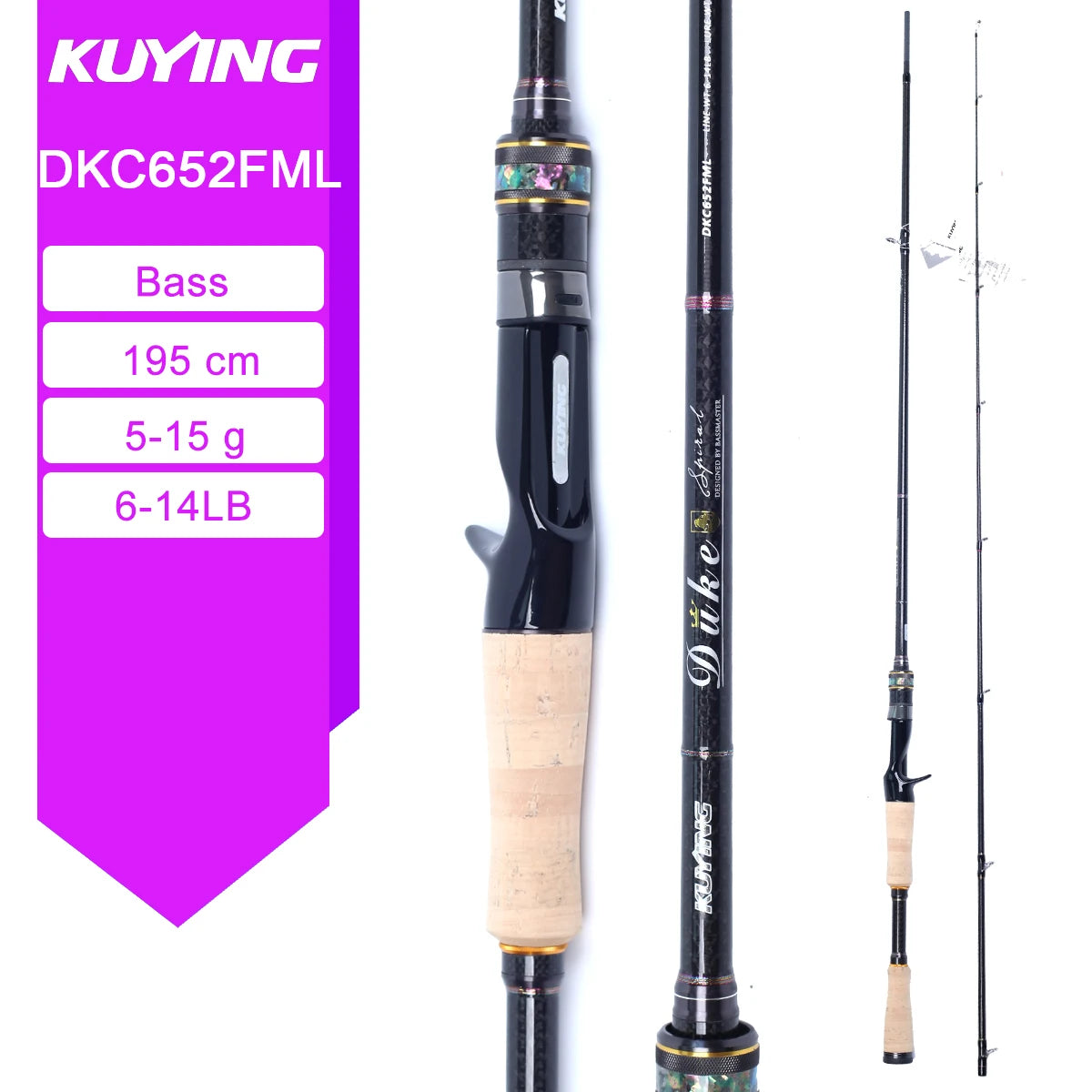 KUYING DUKE Competation Bass Master Fishing Rod Casting 6'5" 6'6" M ML Super Fast Action FUJI SIC Ring Toray Carbon
