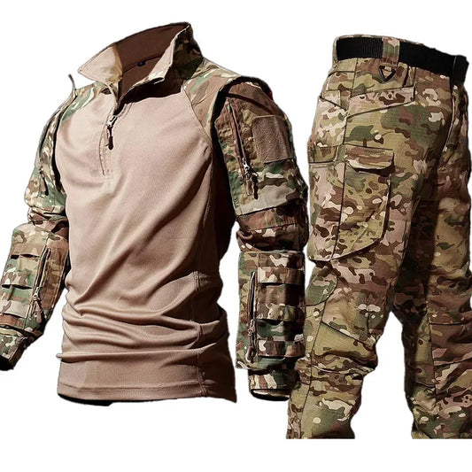 Tactical Shirts Hunting Suit Outdoor Training Durable Breathable Camo Set Waterproof Quick Dry Camping Windproof Combat Shirts