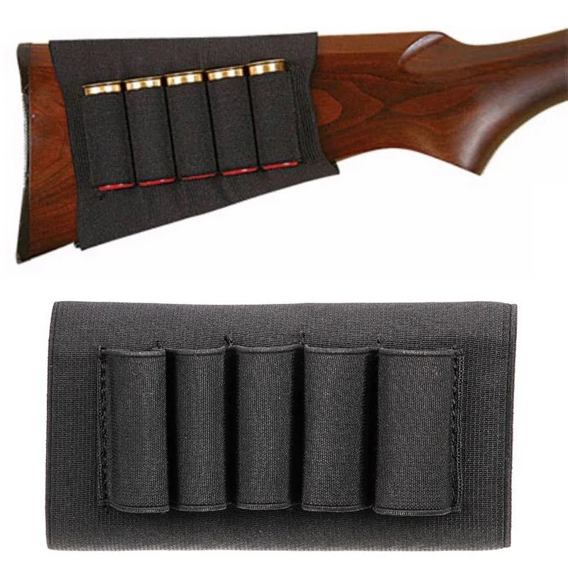 Rifle Buttstock Shell Ammo Holder Tactical Ammo Carrier 5/7/8/9/14 Round Elastic Pouch for Hunting Shooting Use