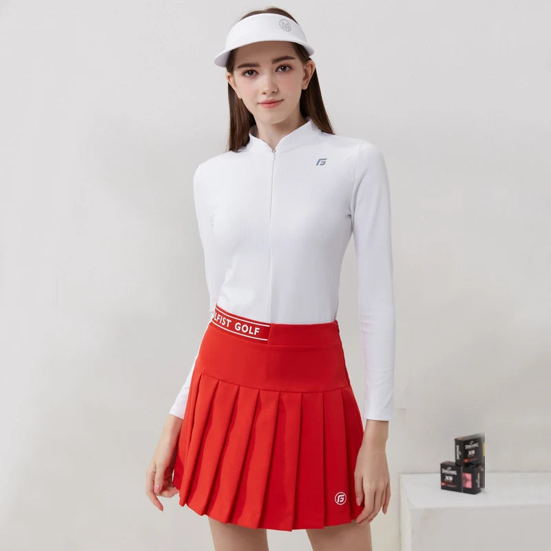 Golfist Golf Women Clothing Autumn Spring Long Sleeve T-shirt Stand Collar Golf Apparel Athletic Top