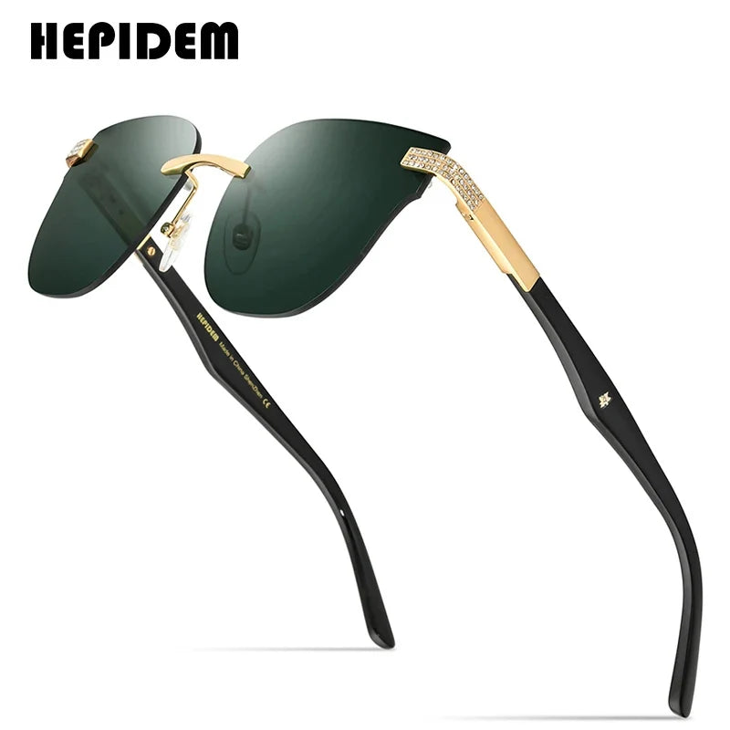 HEPIDEM Buffalo Horn Sunglasses Women Famous Brand Design Square Rimless Men Sun Glasses Luxury Eyewear Buffs Eyeglasses