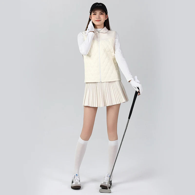 Golf Wear Winter Women's Waistcoat Comfortable Warm Vest Windproof Slim High Quality Outdoor Leisure Sports Suit Skirt