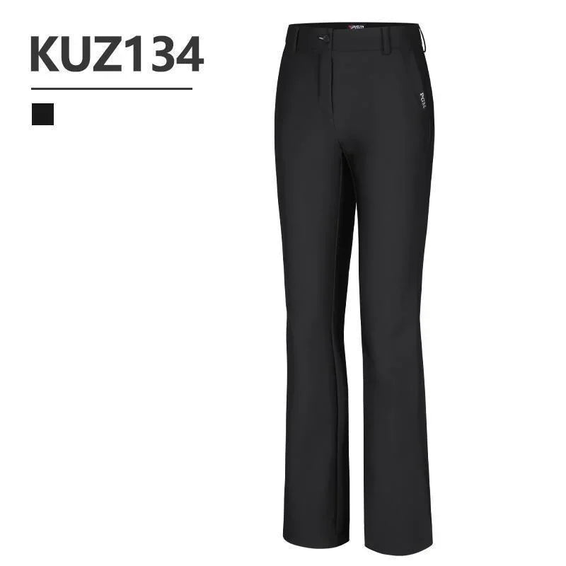 PGM Women Warm Outdoor Golf Flared Pants Ladies Slim Golf Long Sweatpants High Elastic Casual Sports Trousers with Pocket